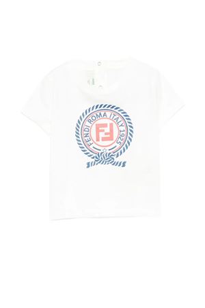 t-shirt in cotone bianco FENDI KIDS | BMI2847AJF0TU9